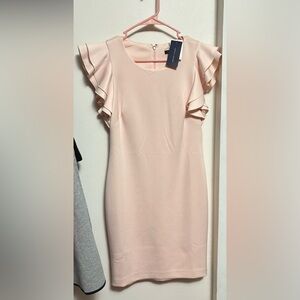 Tommy Hilfiger Soft Pink Ruffle Sleeve Dress